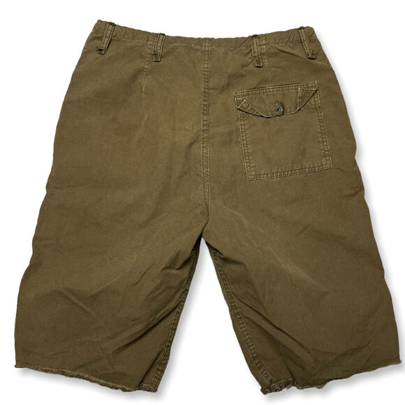 EVER Hiking Shorts 11" Raw Hem SIZE S Green Brown Drawstring Cotton Made USA - Picture 2 of 12